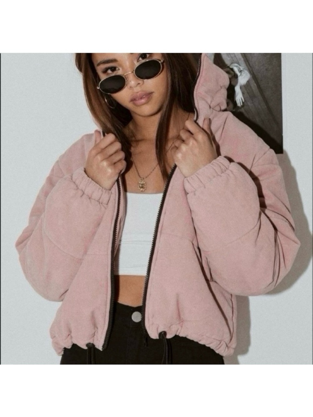 Princess polly corduroy puffer jacket dusty pink